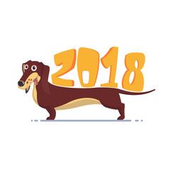Happy new year 2018 greeting card with Dog