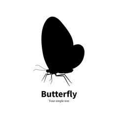 Vector illustration black silhouette butterfly