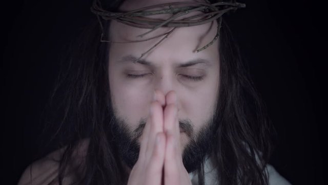 4k Religious Portrait of Jesus Praying