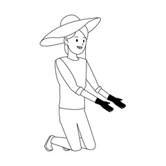 gardener woman with a hat over white background. vector illustration