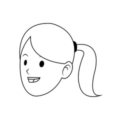happy Woman face cartoon icon over white background.  vector illustration