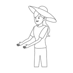 woman with a hat over white background. vector illustration