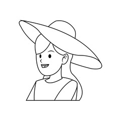 woman with a hat over white background. vector illustration