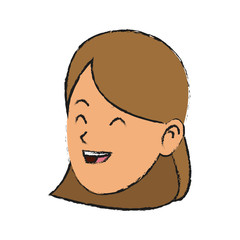 happy Woman face cartoon icon over white background. colorful design. vector illustration