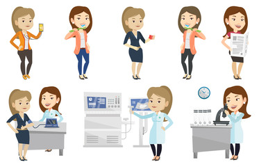 Fototapeta premium Vector set of doctor characters and patients.