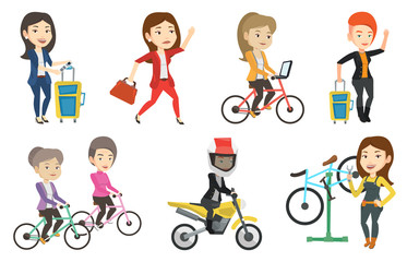 Transportation vector set with people traveling.