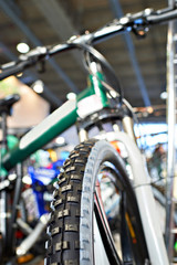 Sport mountain bike in a bicycle shop