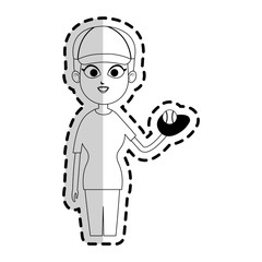 girl with baseball sport equipment over white background. vector illustration