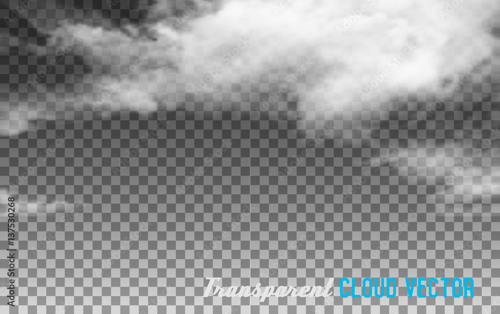 Poster transparent clouds. vector.