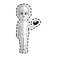 girl with baseball sport equipment over white background. vector illustration