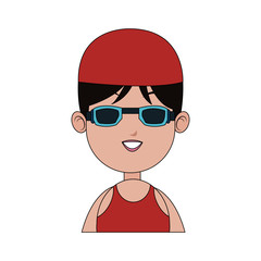 girl with swimming sport equipment over white background. colorful design. vector illustration