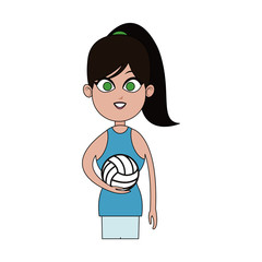 girl with volleyball sport equipment over white background. colorful design. vector illustration