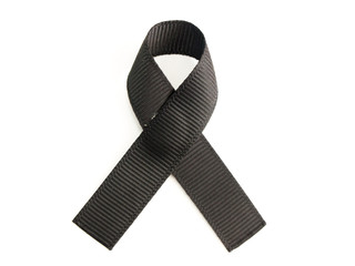 Black ribbon awareness on white background