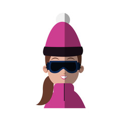 girl with winter sport equipment over white background. colorful design. vector illustration