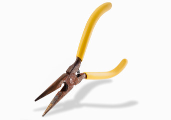 Old pliers whit rust isolated on white background.