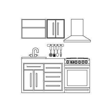 Kitchen interior design icon vector illustration graphic design