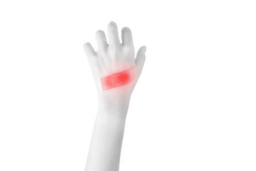 Acute pain in a woman hand isolated on white background. Clipping path on white background..