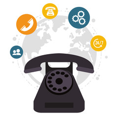 telephone call center all day global service vector illustration eps 10