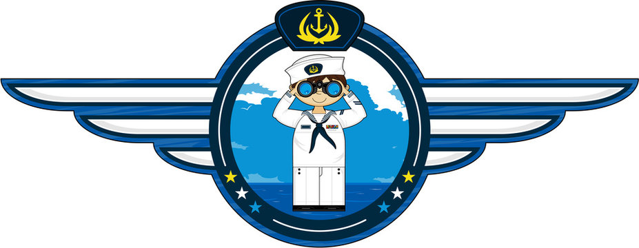 Cute Navy Sailor with Binoculars