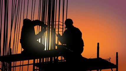 Construction site workers build skyscraper - Powered by Adobe