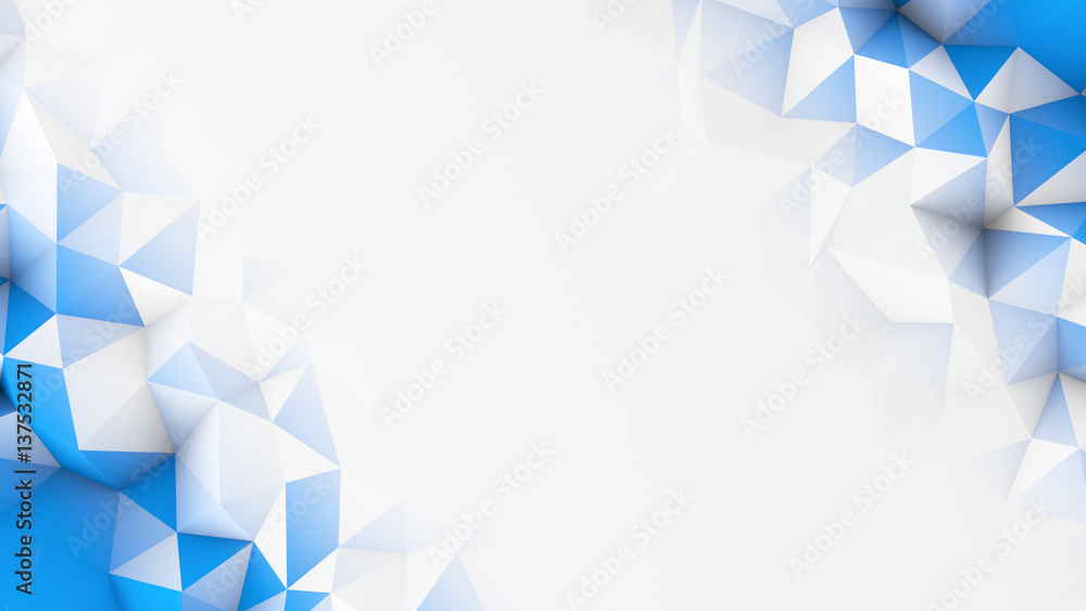 Poster blue polygons and free space abstract 3d render background