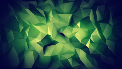 Dark green low poly 3D surface