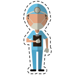 cartoon doctor professional surgery mask hat clipboard vector illustration eps 10