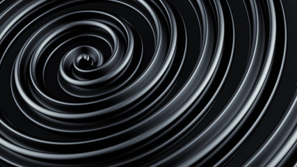 Black twisted spiral shape abstract 3D render