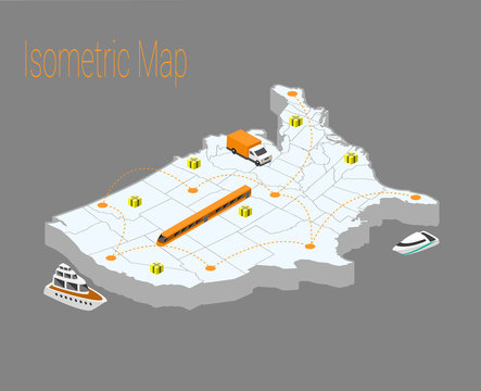 Map Usa Isometric Concept.