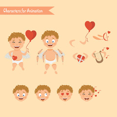 Cupid angels icons set - little boy
