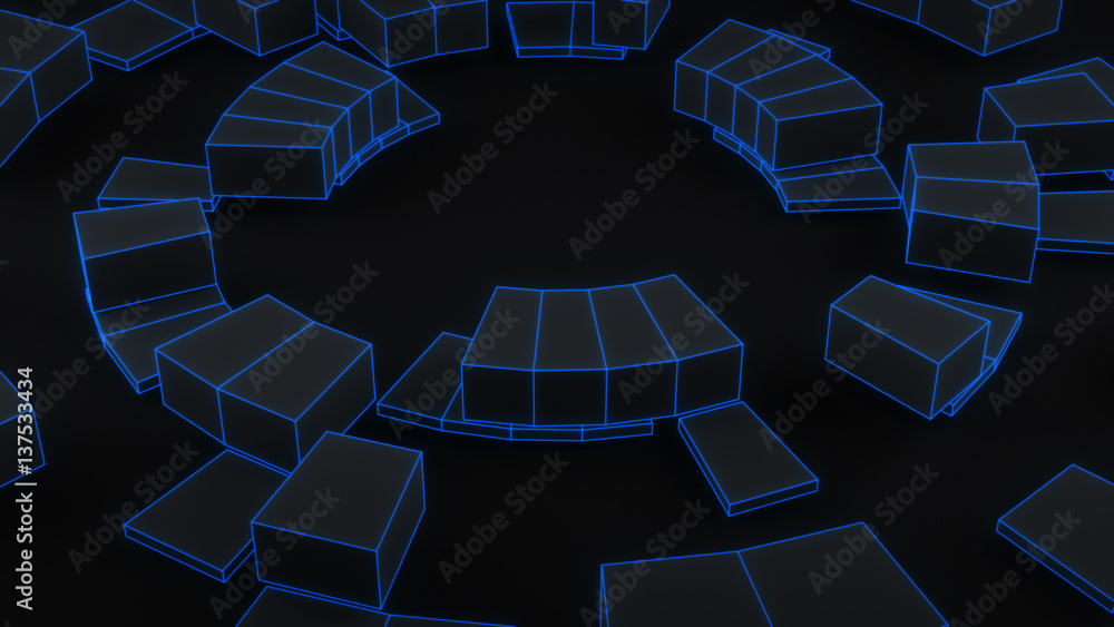 Poster round concentric shapes abstract 3d render