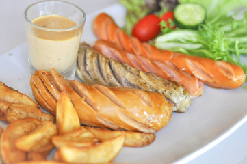 pork sausage and beef sausage