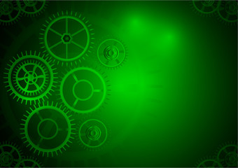 Green and dark, vector background gear technology wheel circle concept