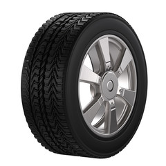 Obraz premium black tire with alloy wheel