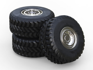heap of truck tires