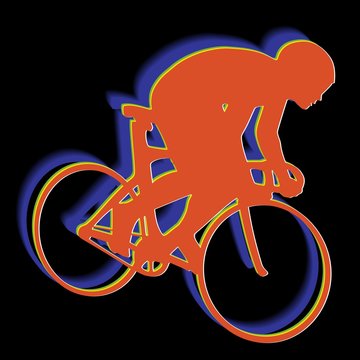 silhouette of a rider on bike, vector draw