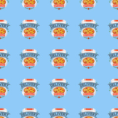Delivery pizza seamless pattern vector illustration.