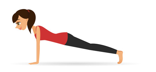 Woman in a plank pose (Phalakasana)