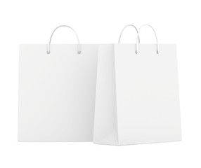 Empty Shopping Bags on white for advertising and branding. 3d rendering.