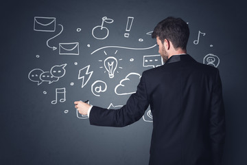 Businessman with white applications