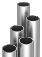 Metal pipes on warehouse. 3d rendering illustration