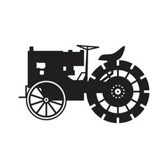 Vintage tractor vector icon. Agricultural vehicle old timer from 1930s. Transport or vehicle design template.