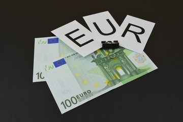 European banknotes with sign "EUR"