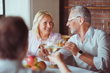 Positive family enjoying celebration