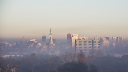 Łódź w smogu. Polska.