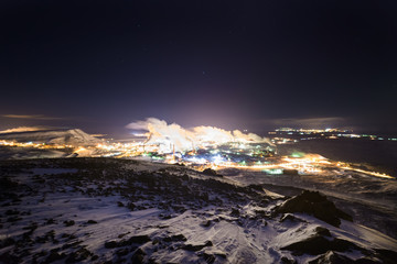 Night picture of steel works