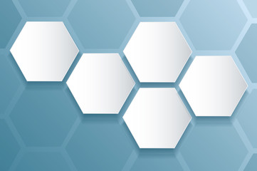 abstract blue bee hive hexagon and space background