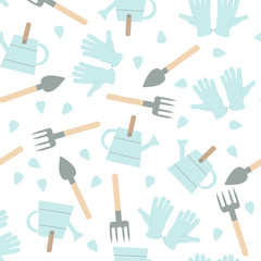 Seamless Pattern with Garden Tools