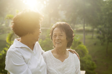 Asian seniors family at outdoor