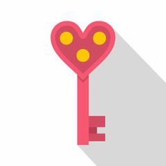 Love key icon, flat style